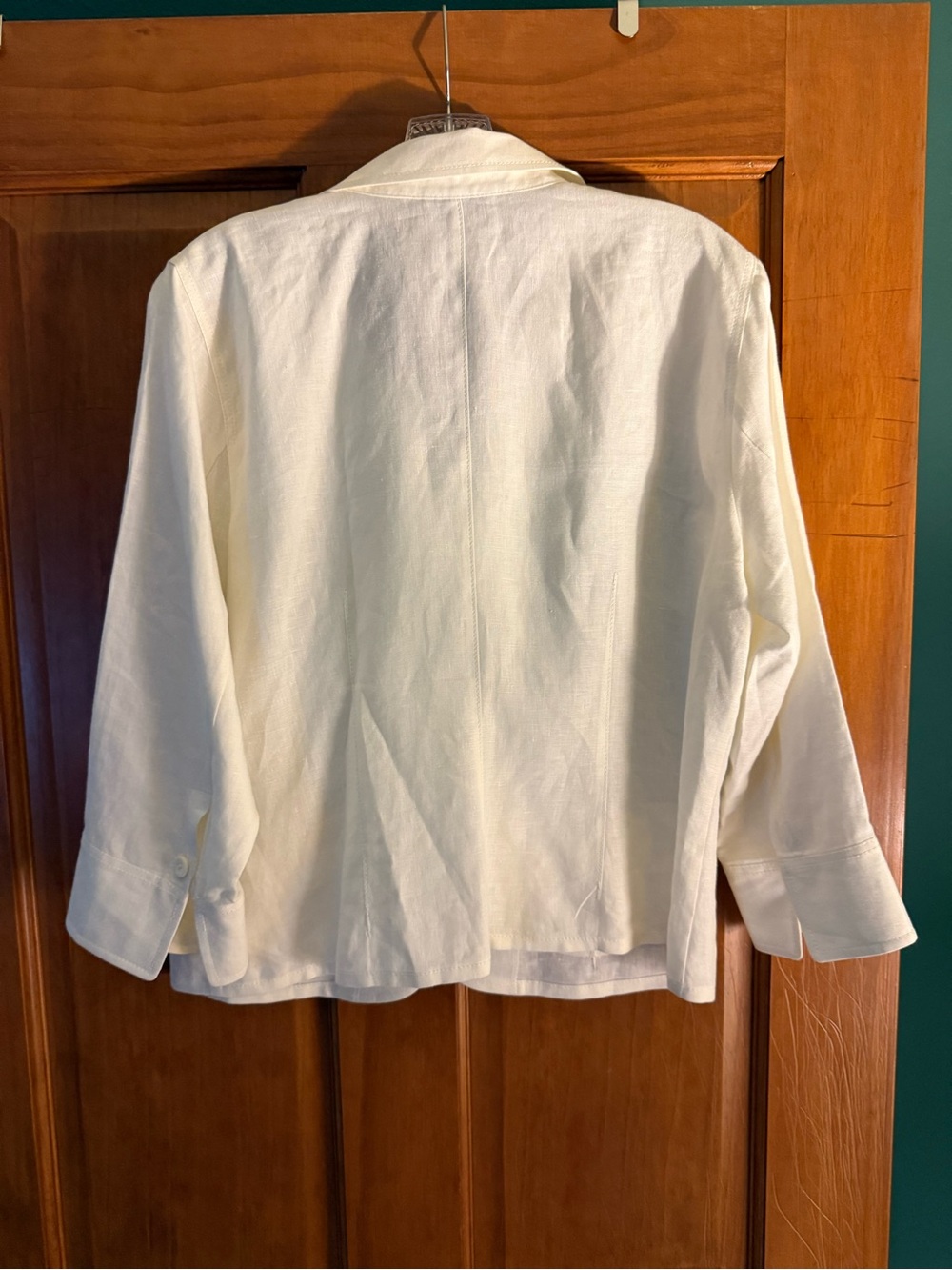 Talbot’s petite 14. Cream Button-Front Linen Jacket - Picture 4 of 6